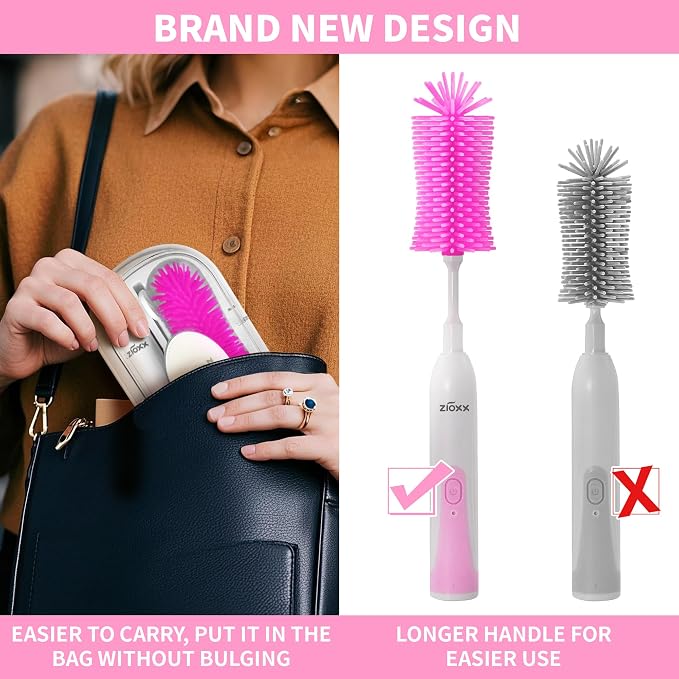Electric Bottle Brush Cleaner New Upgrade, Portable Electric Baby Bottle Brush - Image 2