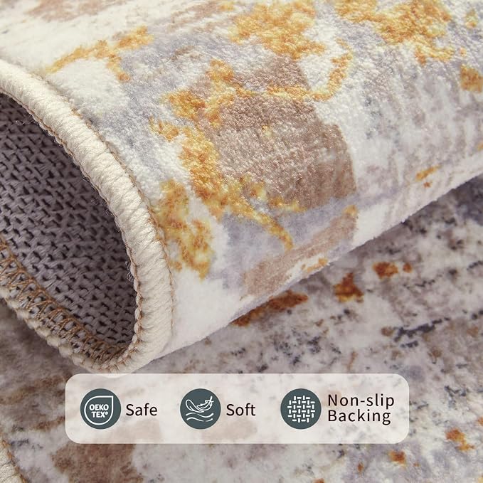 10x14 Extra Large Washable Area Rug, Soft Abstract Vintage Rug - Image 7