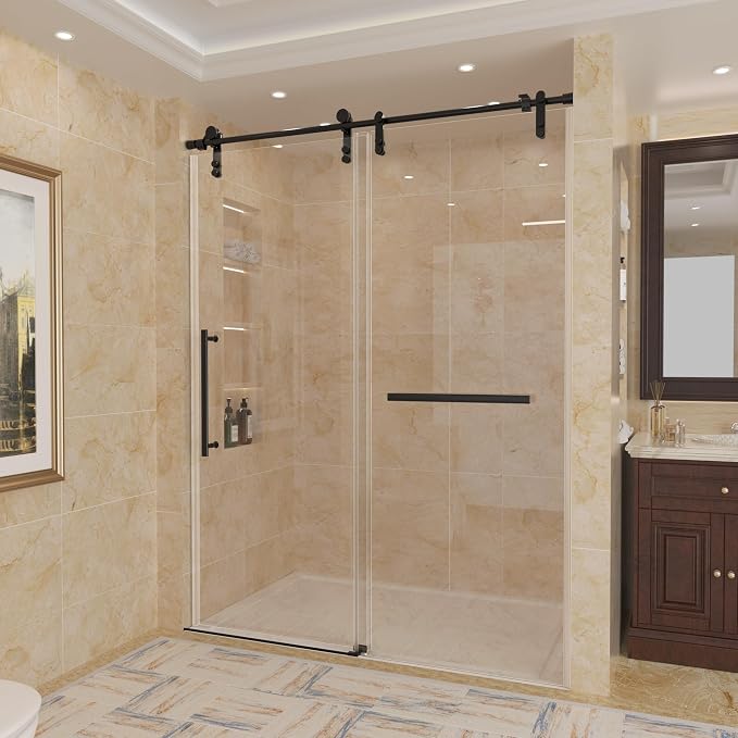 56-60" W x 76" H Frameless Shower Door, Sliding Shower Door - Image 7
