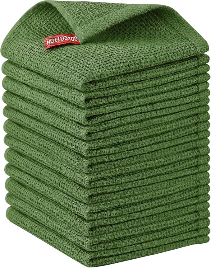 Nialnant 12 Pack Dish Cloths, 100% Cotton Kitchen Dish Rags, Soft and Absorbent by Nialnant