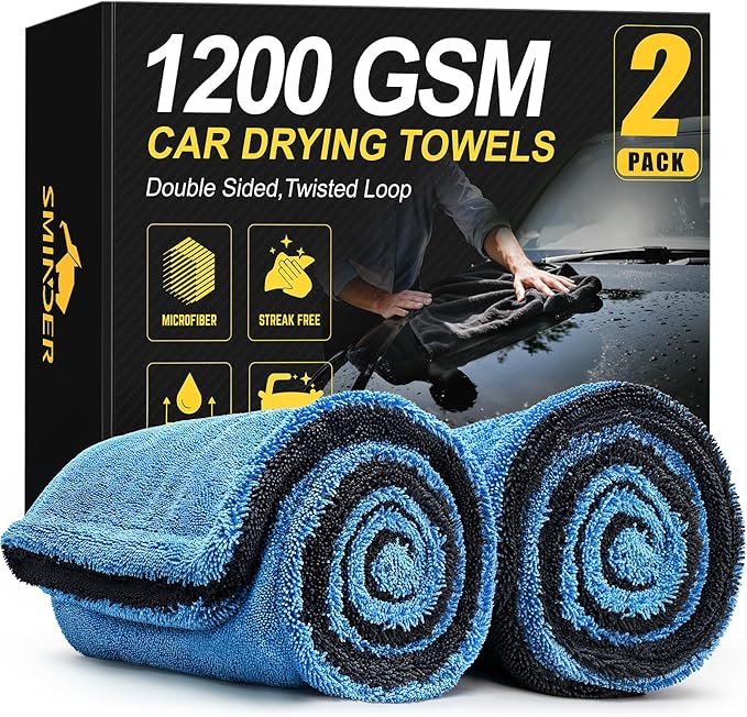 2-Pack 1200 GSM Car Drying Towels – Microfiber Towels by SMINDER