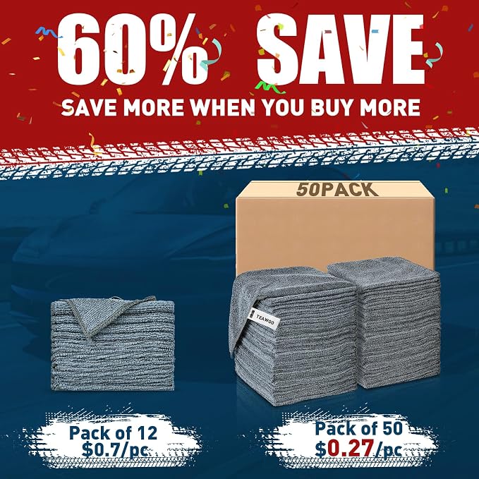 Microfiber Cleaning Cloths Bulk-50 Pack, Ultra Absorbent Microfiber Towel Weave - Image 2