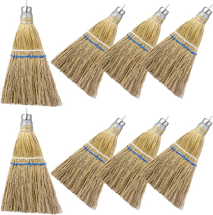Suclain 8 Pcs 12 Inch Whisk Broom Hand Held Mini Corn Straw Whisk Broom Short by Suclain