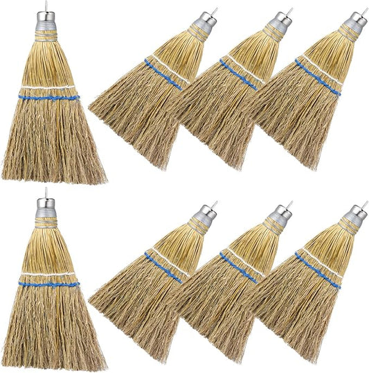 Suclain 8 Pcs 12 Inch Whisk Broom Hand Held Mini Corn Straw Whisk Broom Short by Suclain