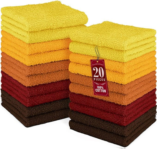 DecorRack 20 Pack 100% Cotton Wash Cloth, Luxurious Soft, 12 x 12 inch Ultra by DecorRack