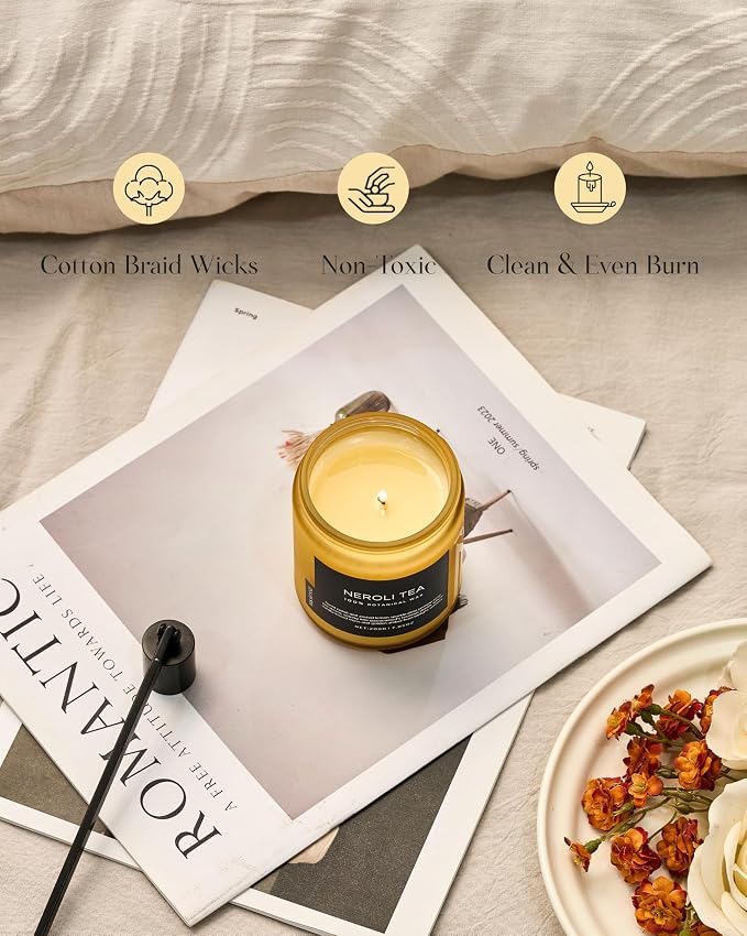 M&SENSE Neroli Tea Scented Candle, 7.05oz 50 Hours Long Lasting Burn 2 Wick Non - Image 5