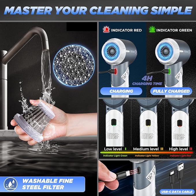 Saker Car Vacuum Cleaner 17000PA Foldable 3 in 1 Mini Handheld Vacuums Portable - Image 7