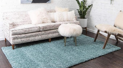 Unique Loom Solid Shag Collection Area Rug (5' 1" x 8' Rectangle, Light Slate Blue)
