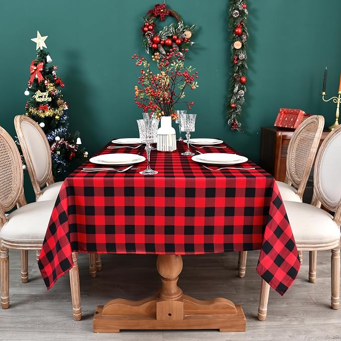 Gingham Xmas Tablecloth Fabric - Image 4