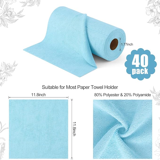 Homaxy Tear Away Dish Cloths Rolls, 40 Sheets-11.8" X 11.8", Reusable Washable - Image 5