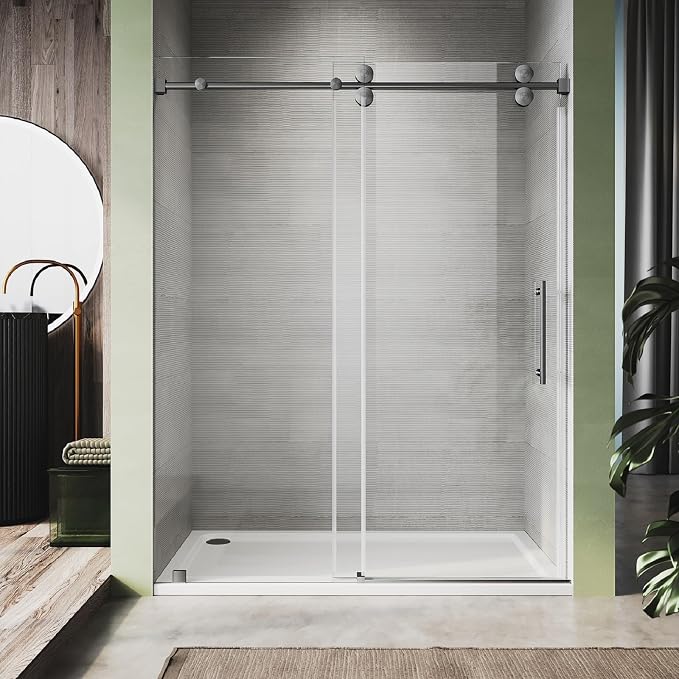 61-65 Inch x 80 Inch Sliding Frameless Shower Door, 3/8" Tempered Glass - Image 7