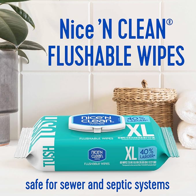 Nice 'N CLEAN Extra Large Flushable Wipes | 40% Larger Wipes | 6.8" x 7.5" - Image 4