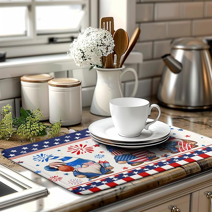 4th of July Dish Drying Mats for Kitchen Counter 18x24 In Memorial Independence - Image 6