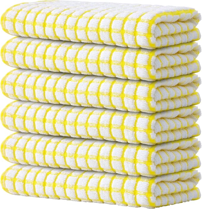 Kitinjoy Cotton 6 Pack Terry Kitchen Towels, 16 x 25 Inches Super Soft and by Kitinjoy