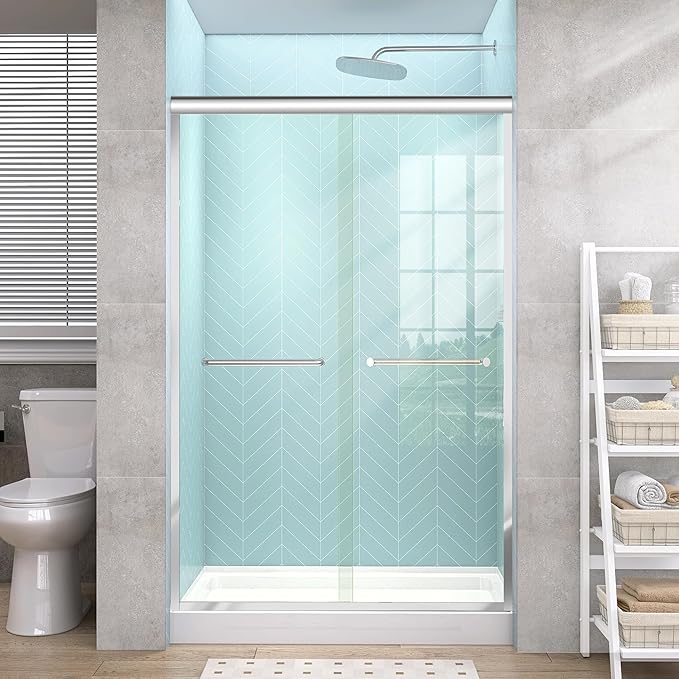 GETPRO Sliding Shower Door 44-48 in. W x 72 in. H Semi-Frameless Bypasss Double by GETPRODeluxeBathroomSolutionExpert