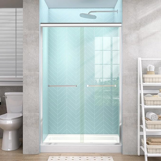 GETPRO Sliding Shower Door 44-48 in. W x 72 in. H Semi-Frameless Bypasss Double by GETPRODeluxeBathroomSolutionExpert