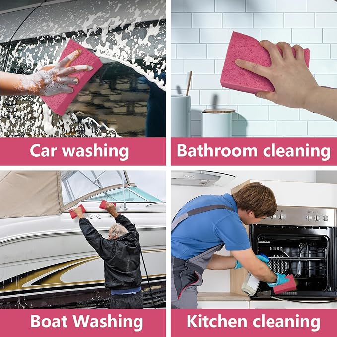 Car Wash Sponges, 3 Pack Extra Thick Large Cleaning Sponge Multi-Purpose - Image 8
