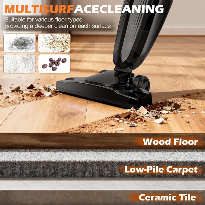Zefiro 600W 28kpa Small Corded Stick Vacuum, 16Ft Corded Handheld Vacuum - Image 4