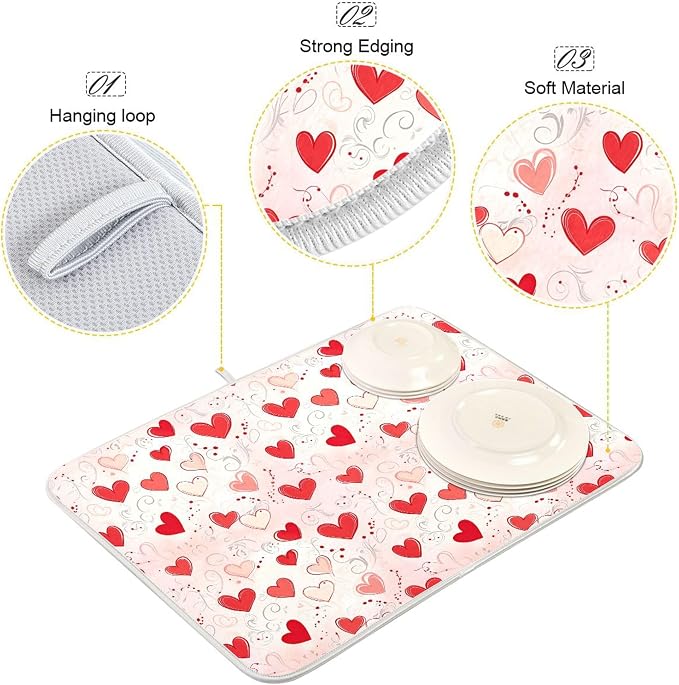 Happy Valentine’s Day Dish Drying Mat - Image 4