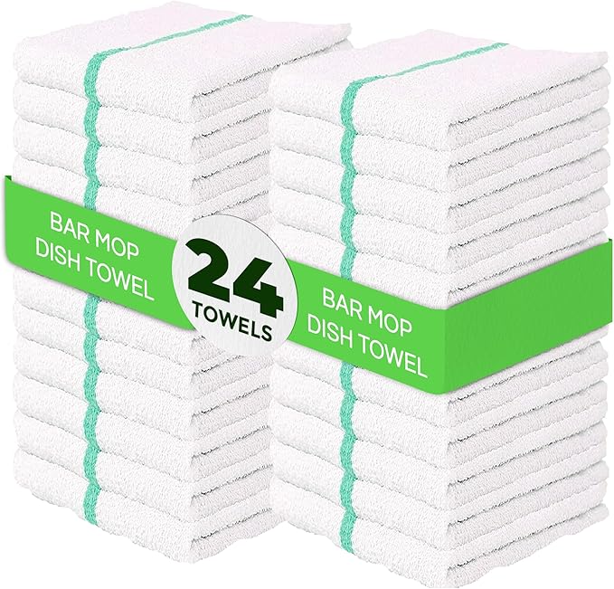 Towels N More 24 Pack 16x19 Bar Mop Towels High Absorbent Cotton Reusable by TowelsNMore