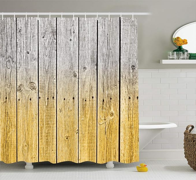 Ambesonne Rustic Shower Curtain, Wood Panels Background Digital Tones Effect by Ambesonne
