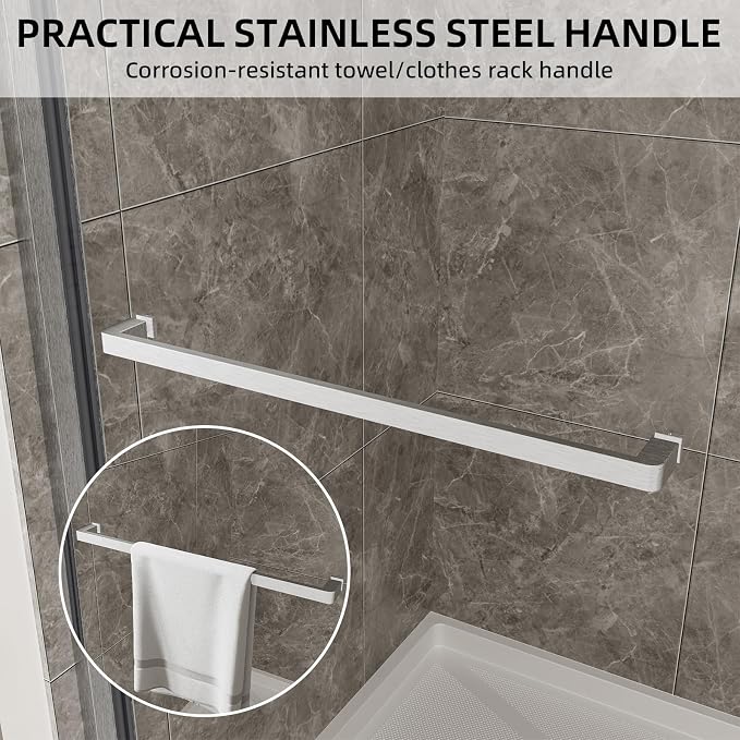 56-60" W x 74" H Frameless Shower Door, Double Sliding Shower Door - Image 7