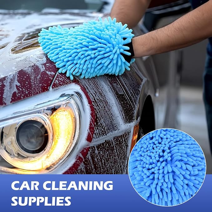 4Pcs Car Wash Mitt Microfiber Gloves Chenille Material Microfiber Towels - Image 2