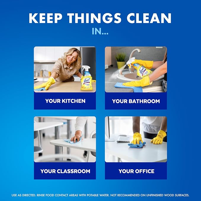 Lysol All Purpose Cleaner Spray, Kitchen & Bathroom Cleaner, Lemon Breeze - Image 3
