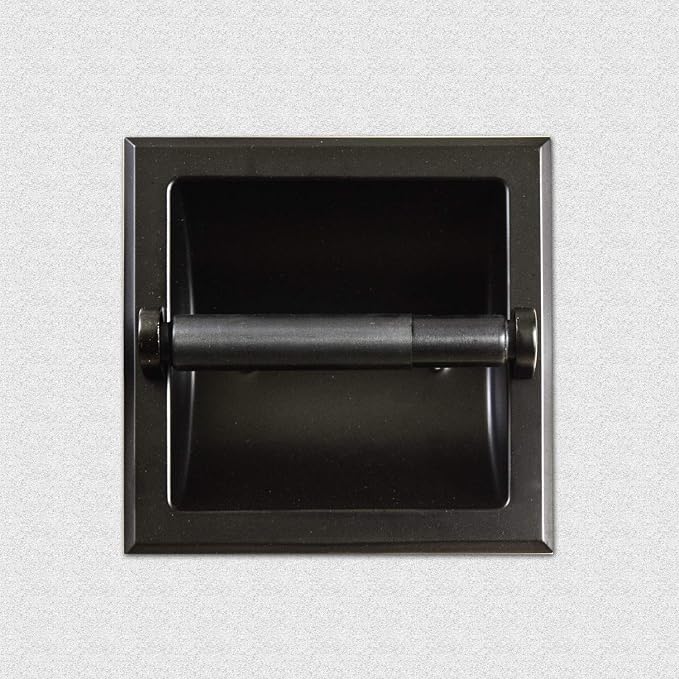 SENTO Recessed Matte Black Toilet Paper Holder, Wall Mounted Heavy Duty Metal - Image 5