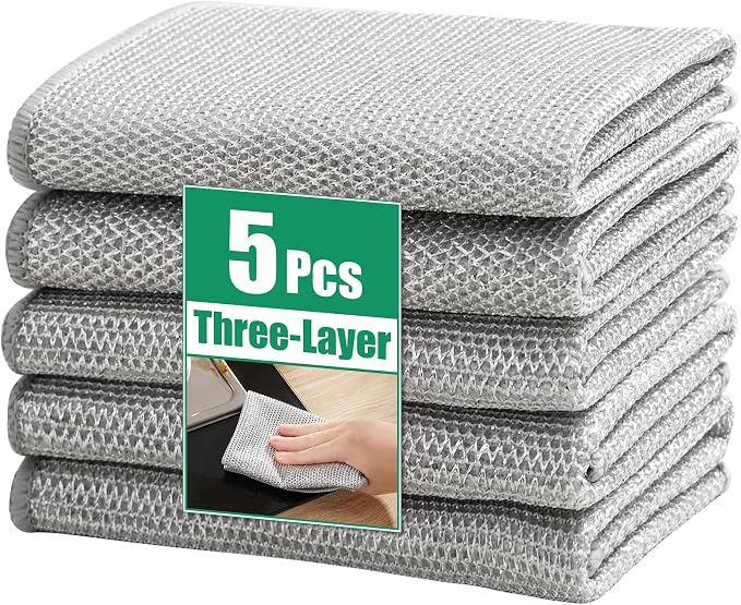 JOYMOOP Multipurpose Non-Scratch Silver Fiber Dishwashing Cloths, Reusable by JOYMOOP