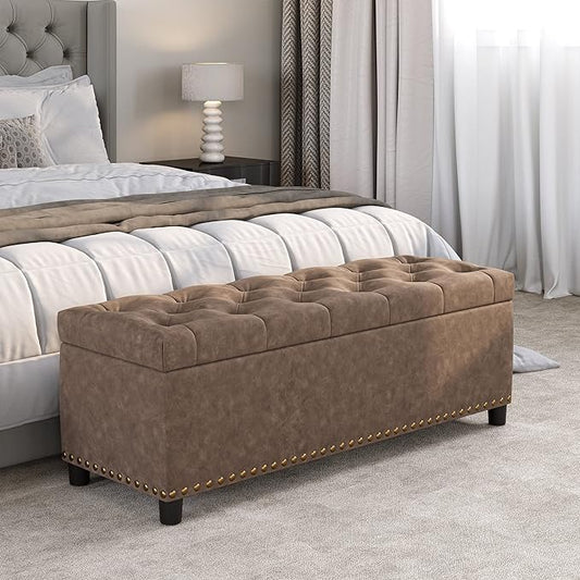 BELLEZE 47" Storage Ottoman, Storage Bench by BELLEZE