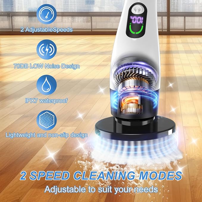 Electric Spin Scrubber with Power LCD Display, Cordless Bathroom Cleaning Brush - Image 8