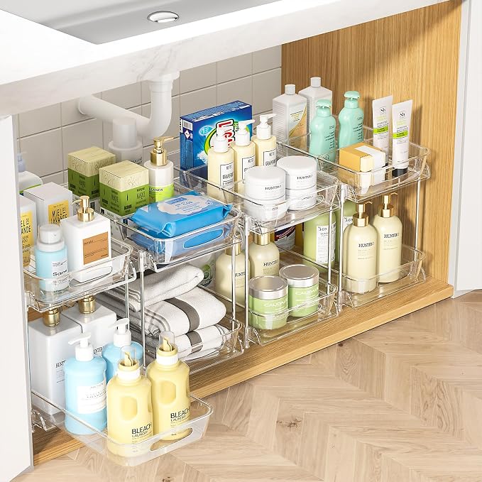 Under Sink Organizer, Bathroom Organizers and Storage, 2 Tier Multi-Use Pull by Sevenblue