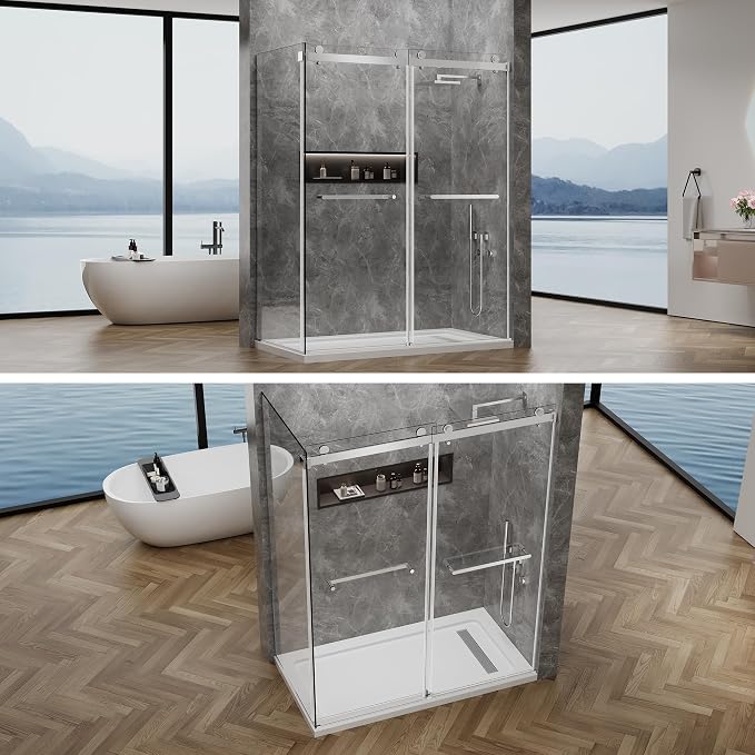 60x76 in Frameless Double Sliding Shower Door - Image 5