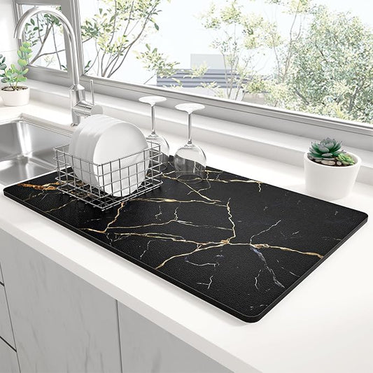 Rnivvi Dish Drying Mat for Kitchen Counter, XL 15 x 24" Cute Marble Absorbent by Rnivvi