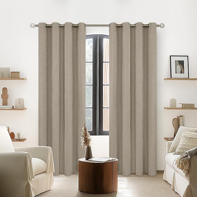 YoungsTex Burlap Linen 100% Blackout Curtains 84 Inches Long - Image 3