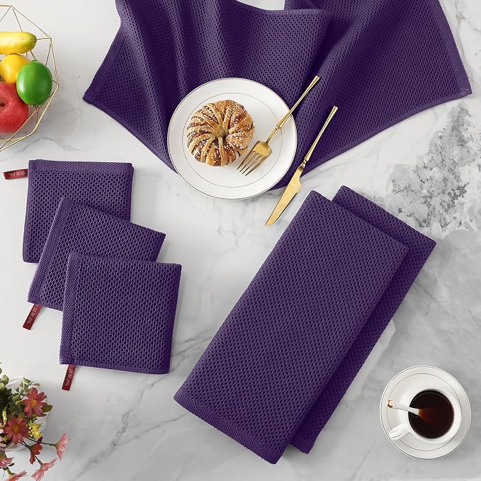 Kitinjoy 100% Cotton Waffle Weave Kitchen Hand Towels - Image 3