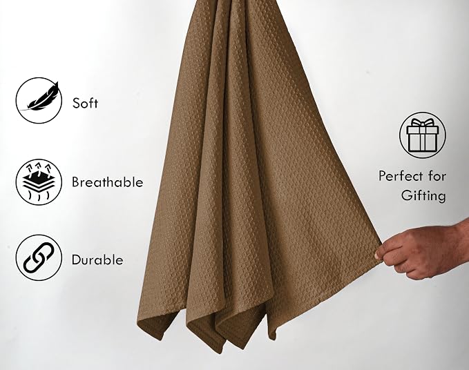 Brown Waffle Dishcloths, 12x12 Inch, Quick Drying, 100% Cotton, Machine Washable - Image 2