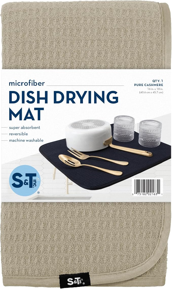 S&T INC. Dish Drying Mat, 16” x 18”, Absorbent Microfiber Kitchen Counter Mat - Image 8