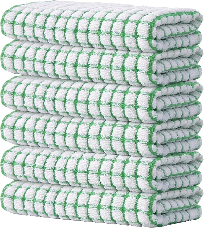Kitinjoy Cotton 6 Pack Terry Kitchen Towels, 16 x 25 Inches Super Soft and by Kitinjoy