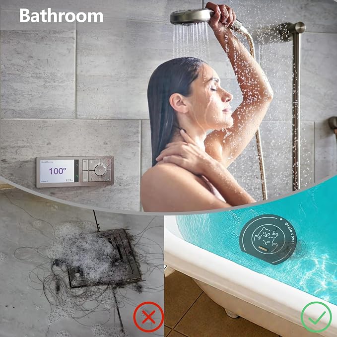 2-in-1 Shower Drain Hair Catcher & Bathtub Drain Cover, Odor-Proof Silicone - Image 3