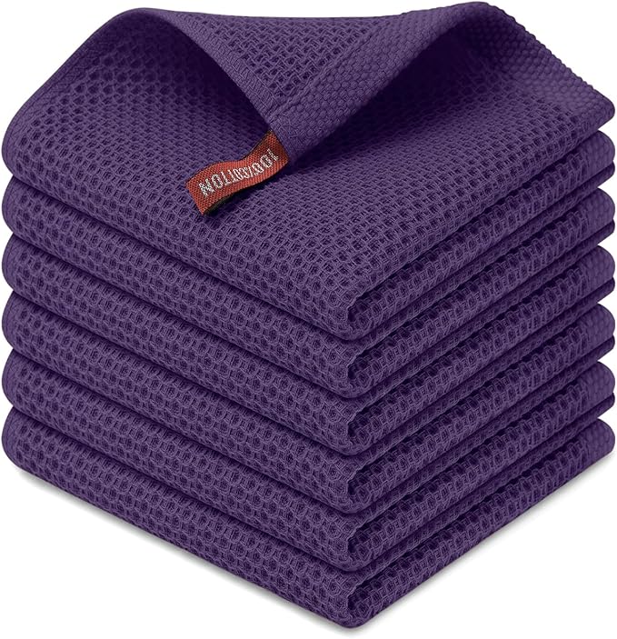 Kitinjoy 100% Cotton Kitchen Dish Cloths, 6 Pack Waffle Weave Ultra Soft by Kitinjoy
