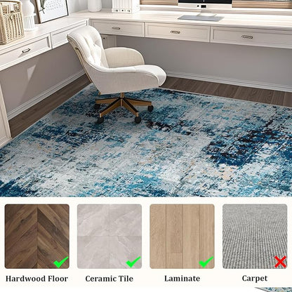 Office Chair Mat for Hardwood Floor, 60"x45" Easy Glide Computer Chair Mat Protector for Rolling Chair Under Desk Rug Nonslip Backing, Machine Wash