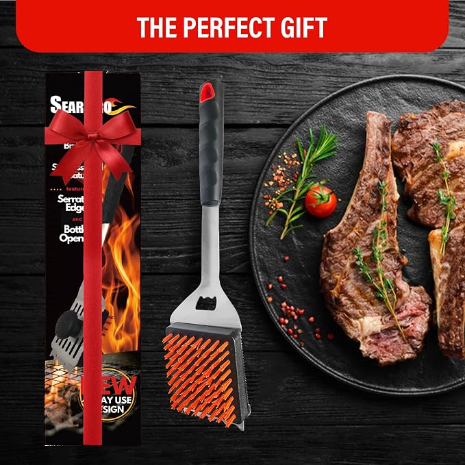 4-in-1 Grill Brush Combo by SearPro BBQ Cleaner Scraper Barbecue Tool - Image 8