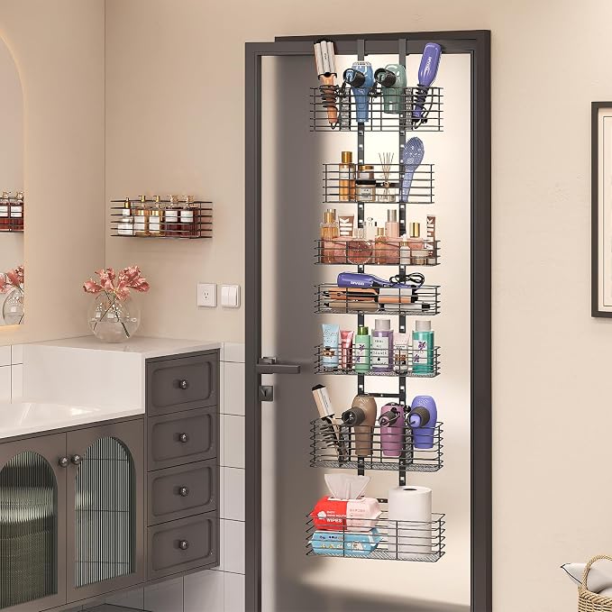 7-Tier Over The Door Organizer, Shower Caddy Hanging &Wall Mounted Hair Tool - Image 5
