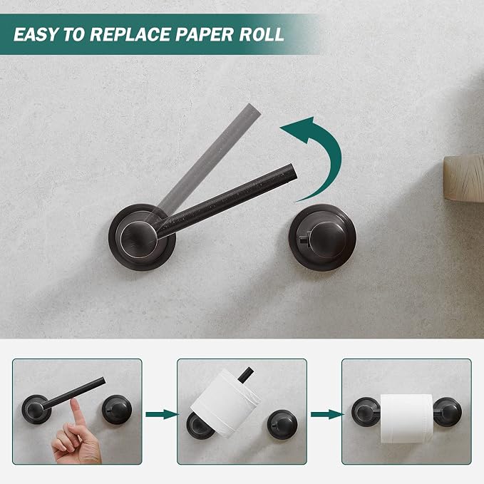 Hoimpro Wall Mounted Rustproof Toilet Tissue Paper Holder Bathroom Accessories - Image 3