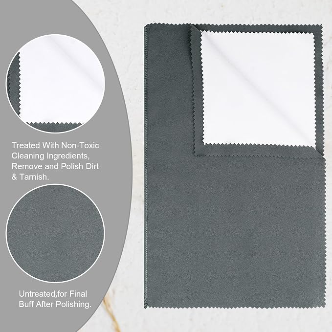 2PC Set X-Large 12''x10'' Silver Jewelry Polishing Cloths, Premium Silverware - Image 2