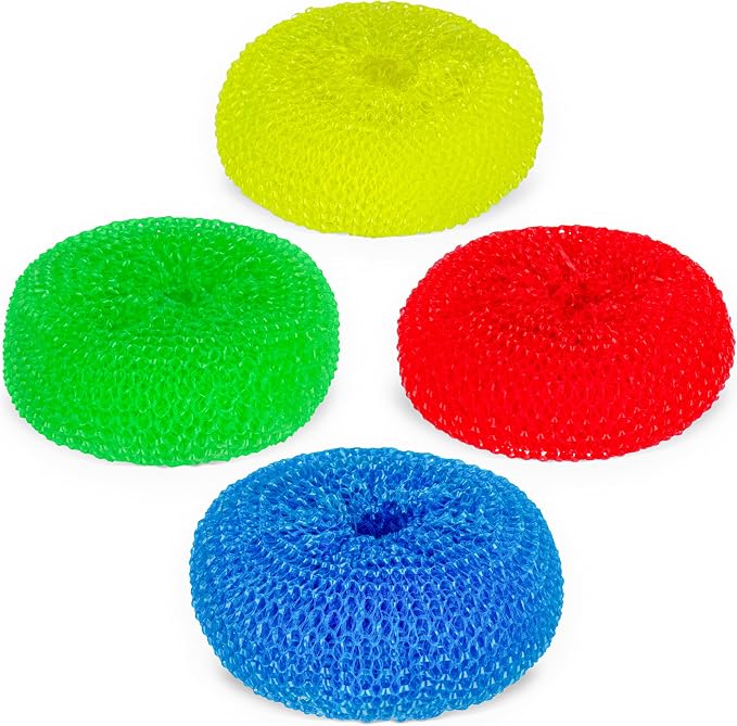 DecorRack 12 Mesh Scourers, Premium Non-Scratch Plastic Scourers, Stain - Image 4
