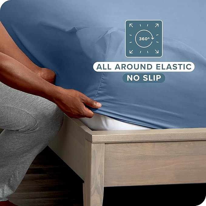 Bare Home 2-Pack Fitted Bottom Sheets Short Queen - Premium 1800 Ultra-Soft Wrinkle Resistant Microfiber - Deep Pocket (Short Queen, Coronet Blue)