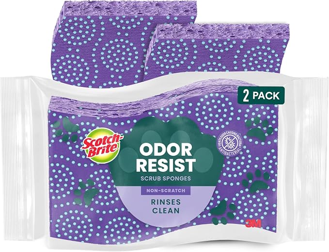 Scotch-Brite Odor Resist Non-Scratch Scrub Sponge, Dishwasher-Safe Kitchen by Scotch-Brite